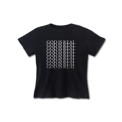 GOD IS REAL x9 FITTED BABY TEE
